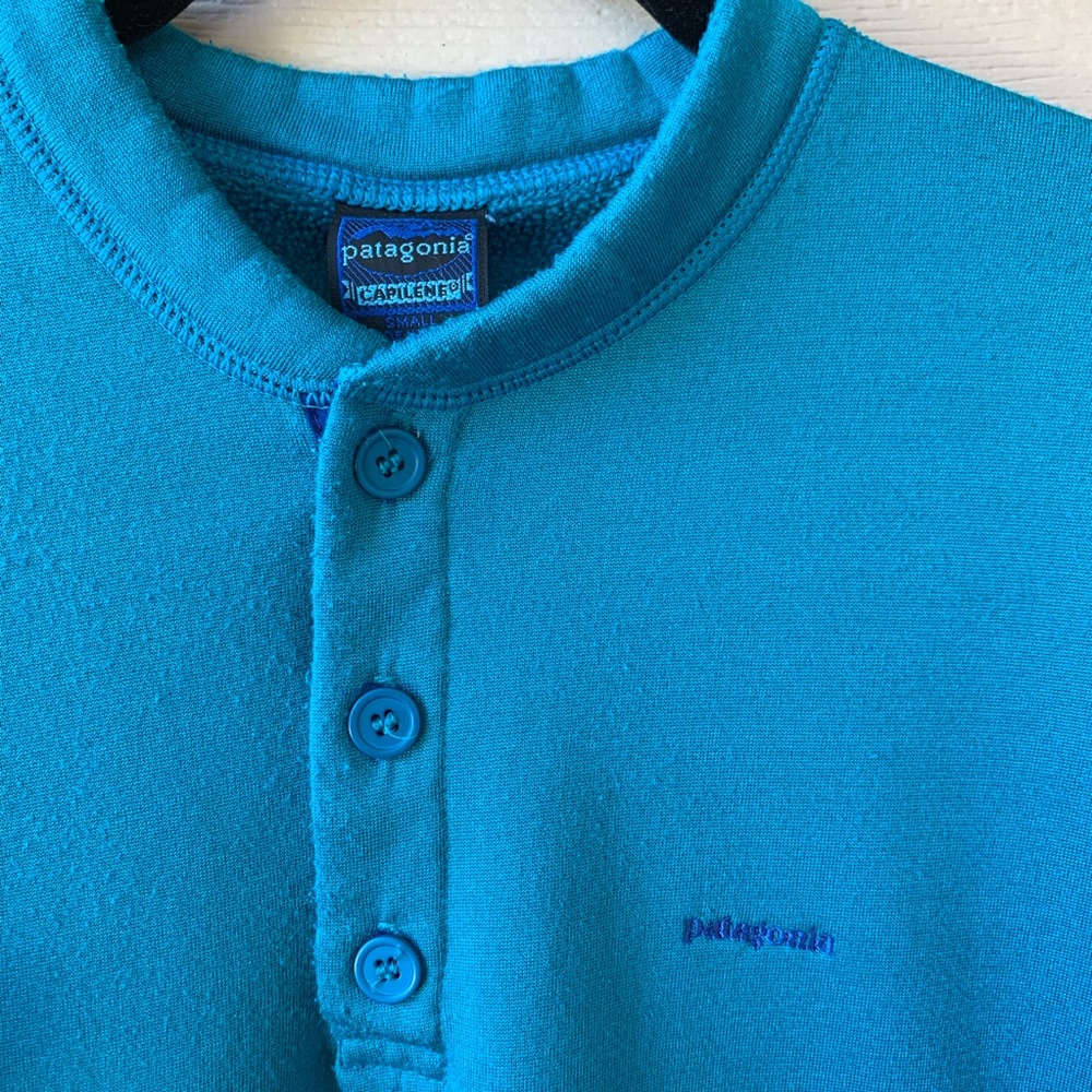 Men's Vintage Patagonia Capilene Teal Sweater Size Small - Picture 3 of 6